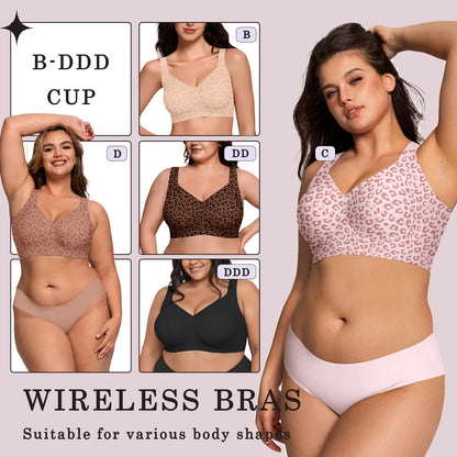 OEAK Jelly Bras Women Seamless Lift Bra Wireless Push up No Underwire Full Coverage plus Bras Comfort Supportive Sports T-Shirt Bra